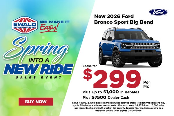 2026 Ford Bronco Sport Big Bend Lease $299 per mo. 