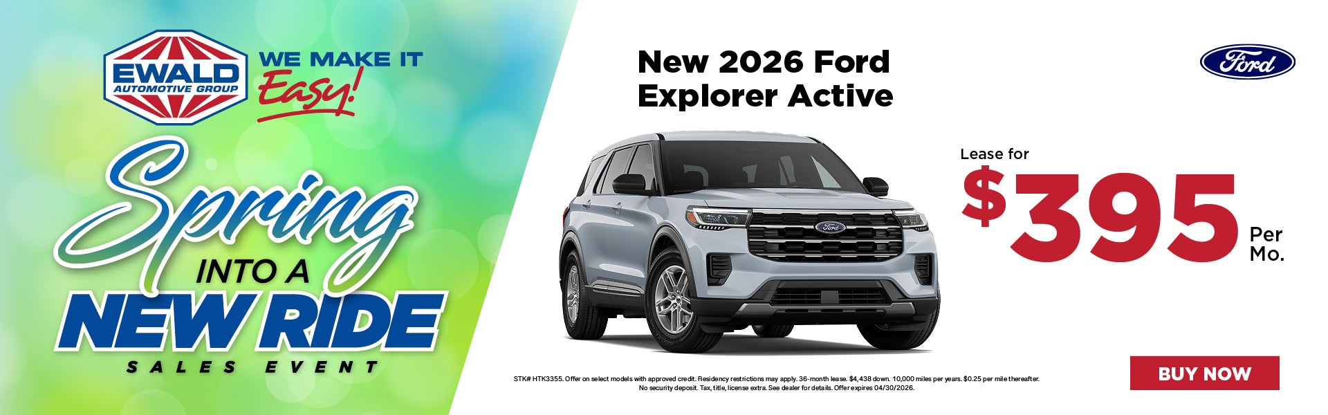 2026 Ford Explorer Active Lease $395 per mo 