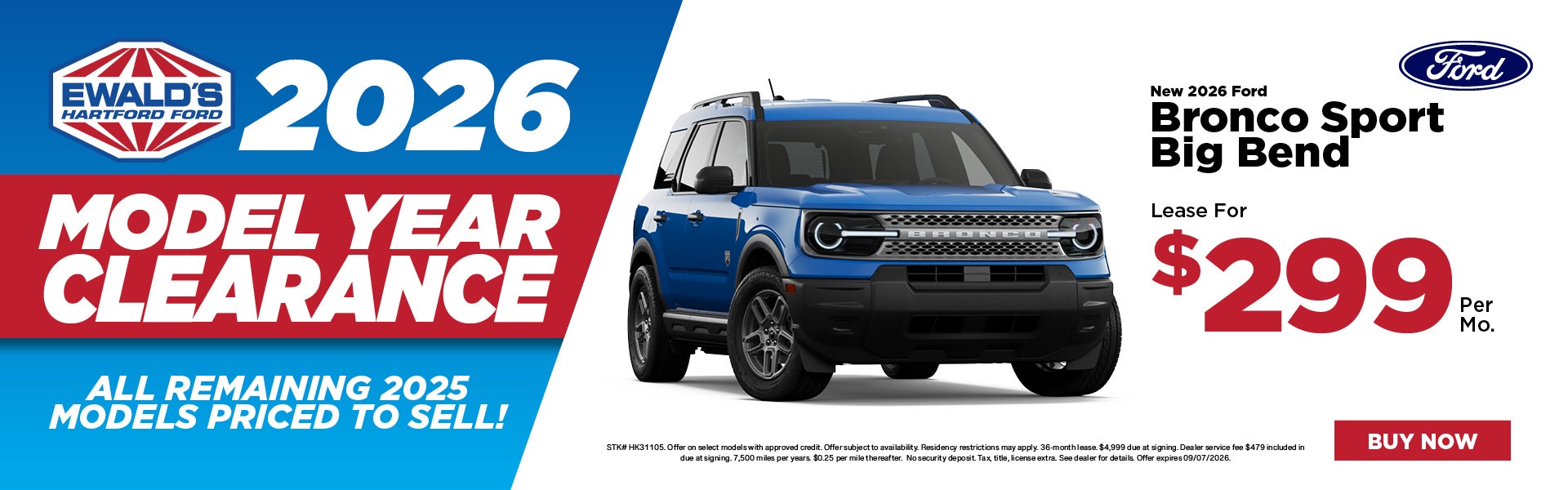 2026 Ford Bronco Sport Big Bend Lease $299 