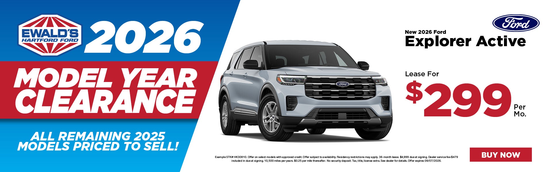 2026 Ford Explorer Active Lease $299