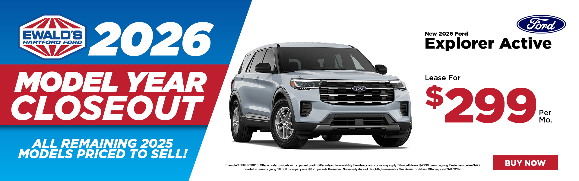 2026 Ford Explorer Active Lease $299