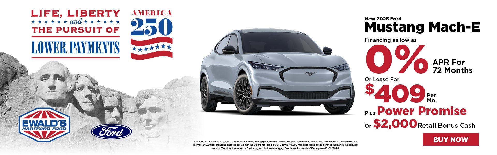 2025 Ford Mach-E 0% APR or lease for $409 plus Power Promise