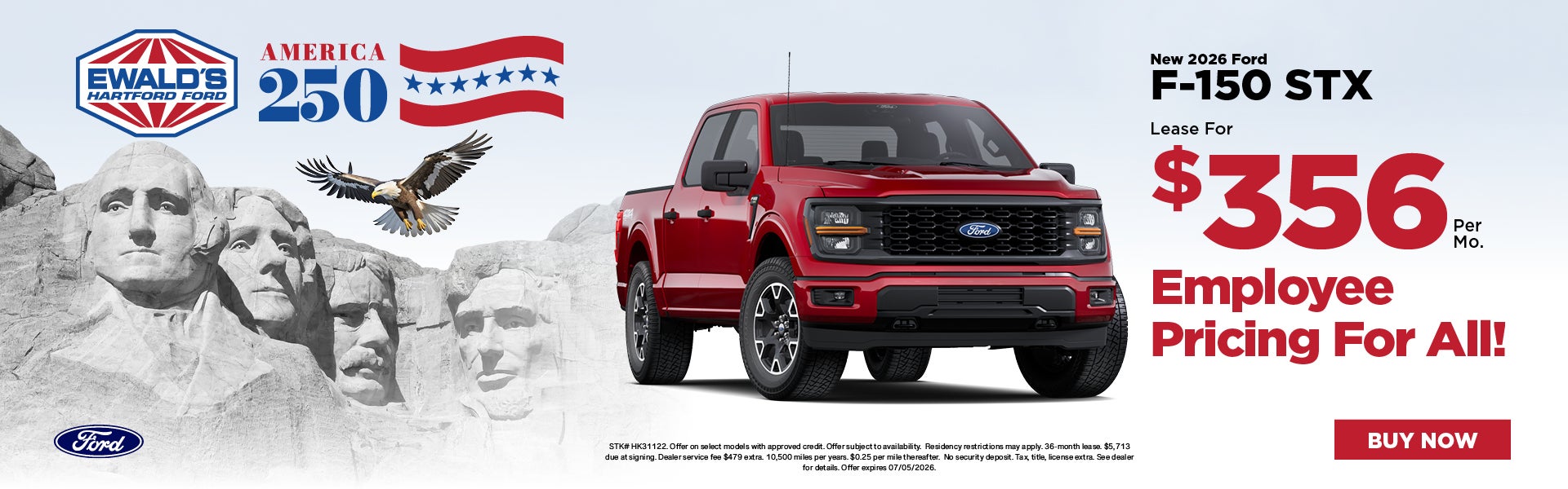 2026 Ford F-150 STX Lease $356- Employee Pricing 