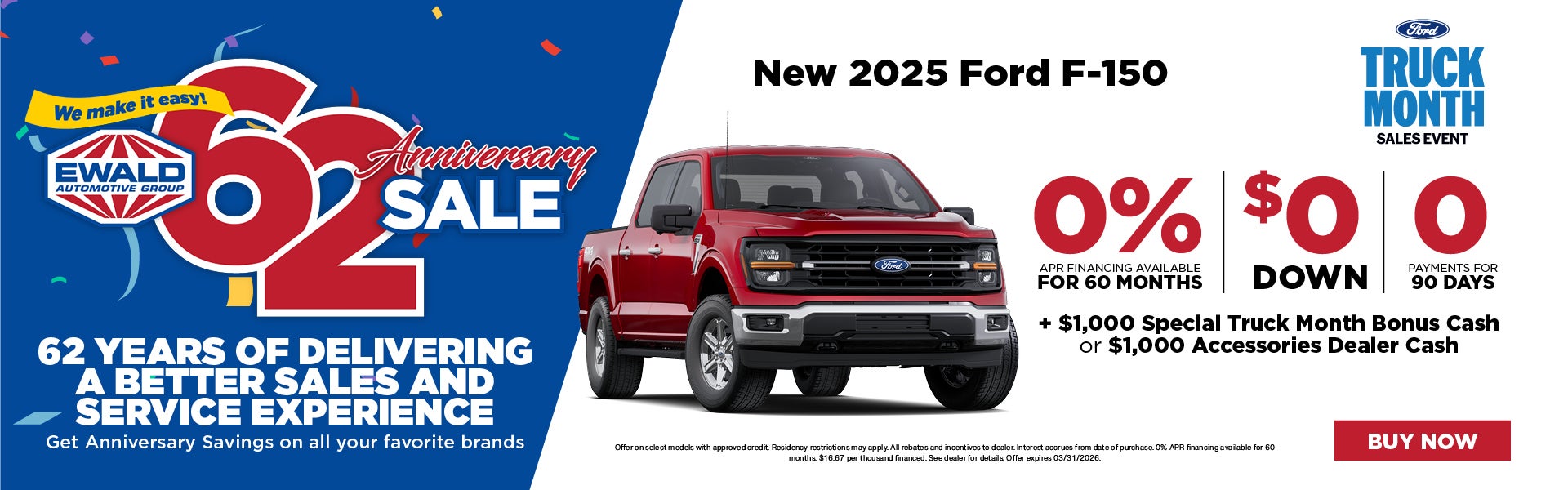 2025 Ford F-150 0% APR, $0 Down, No Payments for 90 Days