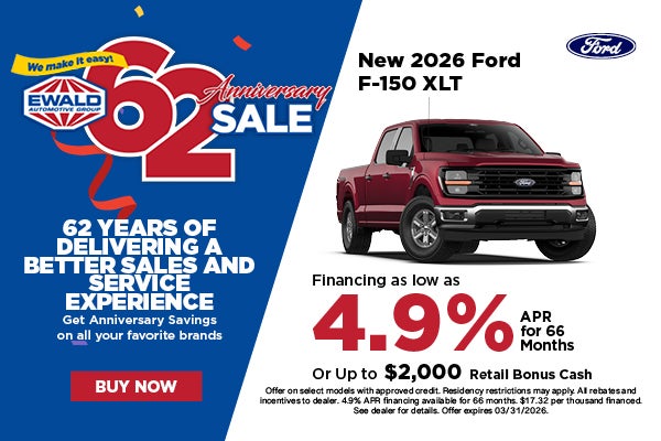 2026 Ford F-150 XLT 4.9% APR or $2,000 bonus cash