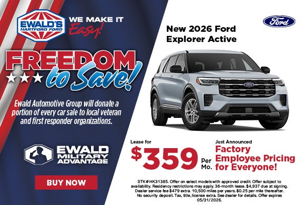 2026 Ford Explorer Active Lease for $359 with employee prici