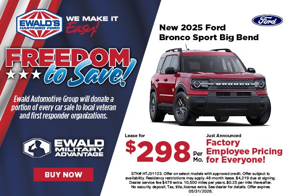 2026 Ford Bronco Sport Lease $298, Employee Pricing 
