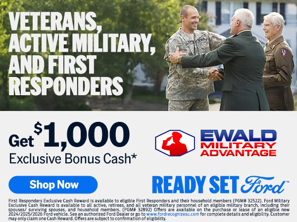 $1,000 Bonus Cash for Veterans, Active Duty, First Responder
