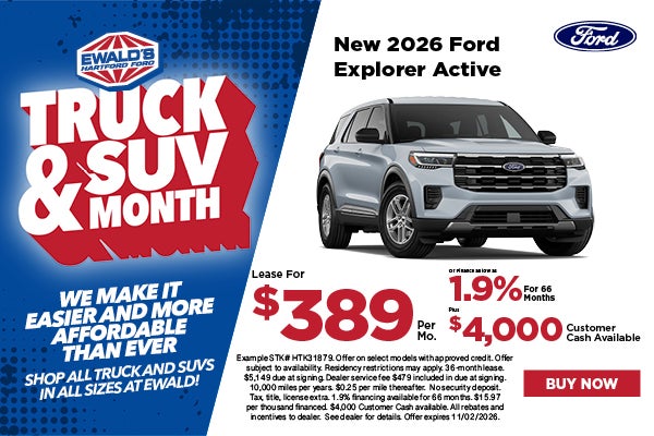 2026 Ford Explorer Active Lease $389 or 1.9% plus $4,000