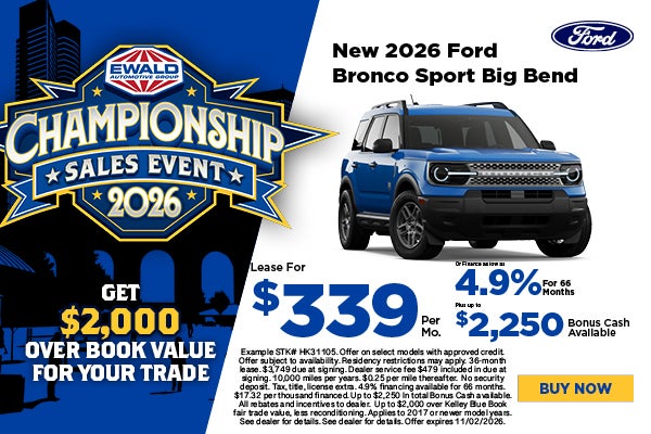 2026 Ford Bronco Sport Big Bend Lease $339 or 4.9% APR plus 