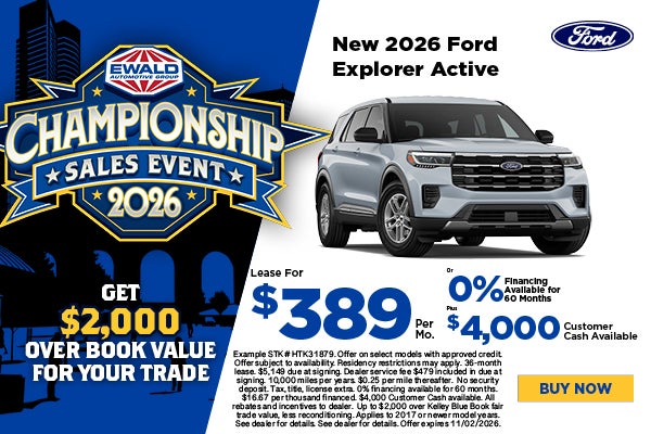 2026 Ford Explorer Active Lease $389 or 1.9% plus $4,000