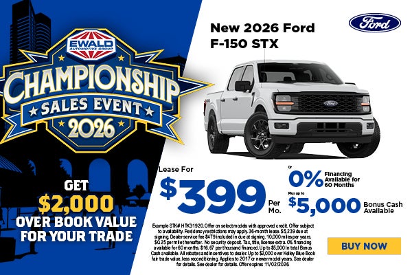 2026 Ford F-150 STX Lease $399 or 1.9% plus $5,000 