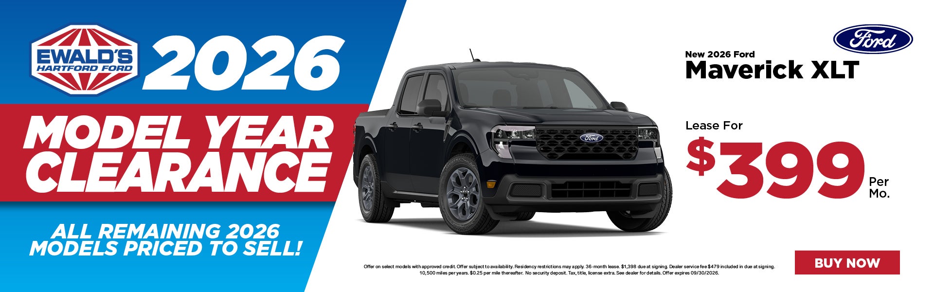 2026 Ford Maverick XLT Lease $399 